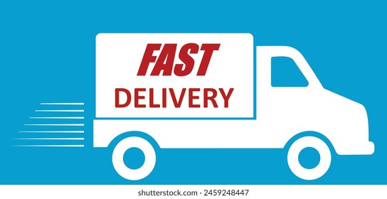 Fast Delivery Vehicle, Fast Delivery Van, Fast symbol, Delivery truck sign, Shipping fast delivery truck, Express service, quick mover