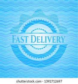 Fast Delivery water representation style badge. Vector Illustration. Detailed.