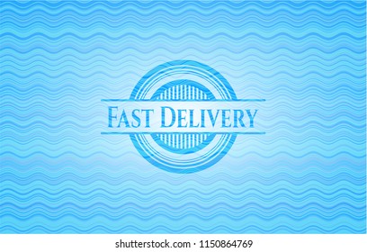 Fast Delivery water wave concept style emblem.