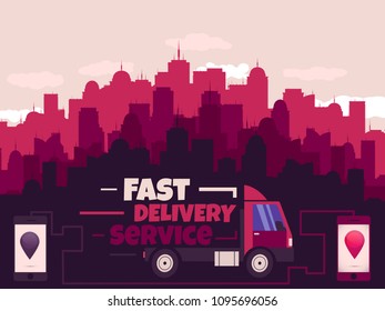 Fast Delivery Website Banner. Vector illustration