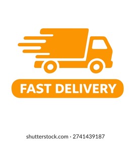 FAST DELIVERY word minimal flat badge vector icon
single color, isolated on white background