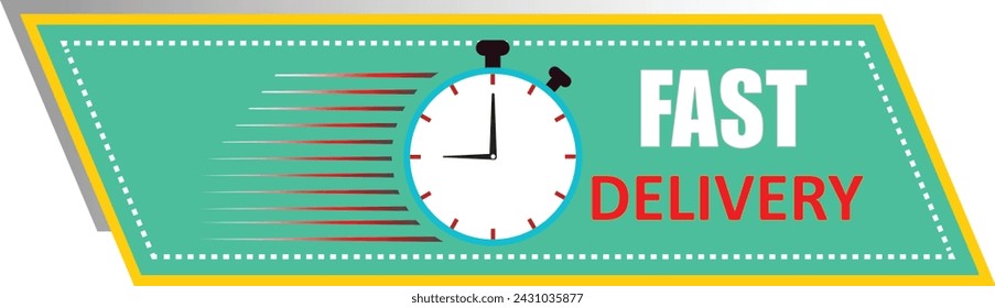 Fast Delivery written icon, Fast shipping delivery with time icon, Track and trace processing 