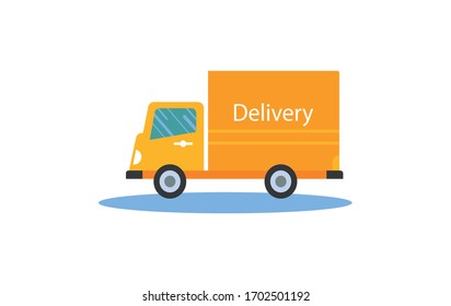 Fast Delivery Yellow Truck Vector Illustration Stock Vector (Royalty ...