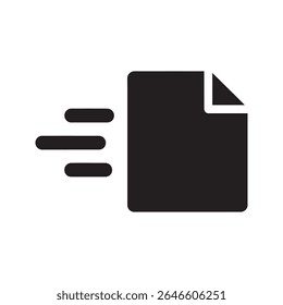 Fast document delivery icon representing quick file transfer express information sharing and rapid data processing for efficient communication vector solid glyph icon