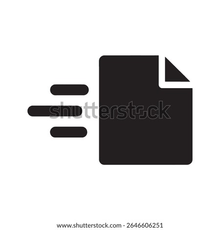 Fast document delivery icon representing quick file transfer express information sharing and rapid data processing for efficient communication vector solid glyph icon