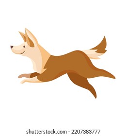 Fast dog movement. Side view of cartoon pet running isolated on white background. Vector illustration for training, canine