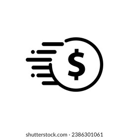 Fast Dollar Coin Icon. Finance, business, exchange concepts. lat vector Design Isolated Illustration.