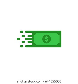 Fast dollar, money flat icon vector