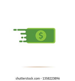 Fast dollar, money transfer flat icon vector. Fast Exchange logo