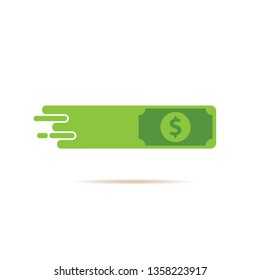 Fast dollar, money transfer flat icon vector. Fast Exchange logo