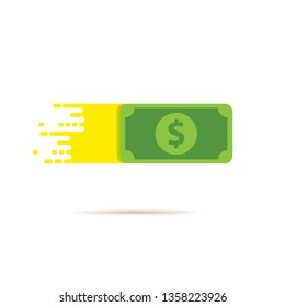 Fast dollar, money transfer flat icon vector. Fast Exchange logo