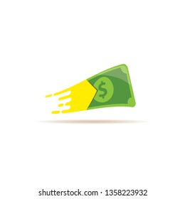 Fast dollar, money transfer flat icon vector. Fast Exchange logo