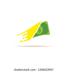 Fast dollar, money transfer flat icon vector. Fast Exchange logo