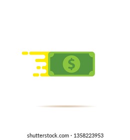 Fast dollar, money transfer flat icon vector. Fast Exchange logo