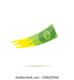 Schneller Dollar, Geldtransfer flach Symbol Vektorillustration. Schnelles Exchange-Logo