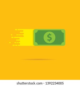 Fast dollar, money transfer flat icon vector. Fast Exchange logo