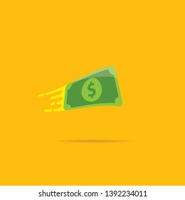 Fast dollar, money transfer flat icon vector. Fast Exchange logo