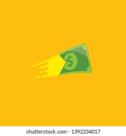 Fast dollar, money transfer flat icon vector. Fast Exchange logo