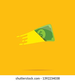 Fast dollar, money transfer flat icon vector. Fast Exchange logo