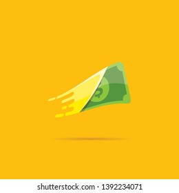 Fast dollar, money transfer flat icon vector. Fast Exchange logo