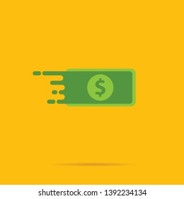 Fast dollar, money transfer flat icon vector. Fast Exchange logo