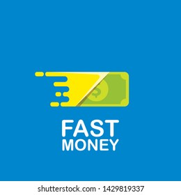 Fast dollar, money transfer flat icon vector. Fast Exchange or fast money logo design template
