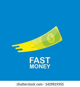 Fast dollar, money transfer flat icon vector. Fast Exchange or fast money logo design template