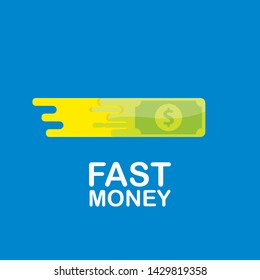 Fast dollar, money transfer flat icon vector. Fast Exchange or fast money logo design template