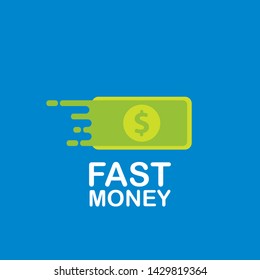 Fast dollar, money transfer flat icon vector. Fast Exchange or fast money logo design template