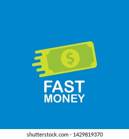 Fast dollar, money transfer flat icon vector. Fast Exchange or fast money logo design template