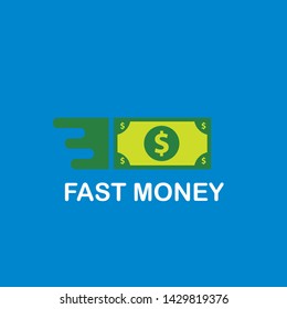 Fast dollar, money transfer flat icon vector. Fast Exchange or fast money logo design template