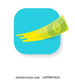 Fast dollar, money transfer flat icon vector. Fast Exchange or fast money logo mobile app design template