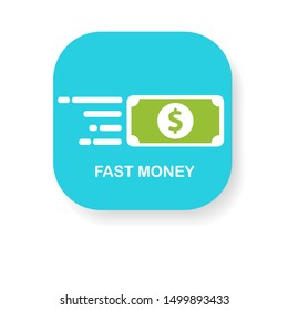 Fast dollar, money transfer flat icon vector. Fast Exchange or fast money logo mobile app design template