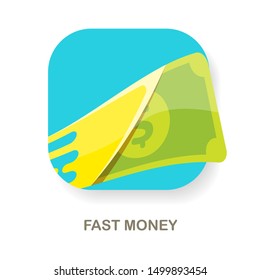 Fast dollar, money transfer flat icon vector. Fast Exchange or fast money logo mobile app design template