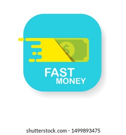 Fast dollar, money transfer flat icon vector. Fast Exchange or fast money logo mobile app design template
