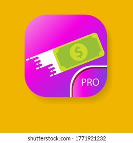 Fast dollar, money transfer flat icon vector or button. Fast Exchange or fast money logo mobile app design template