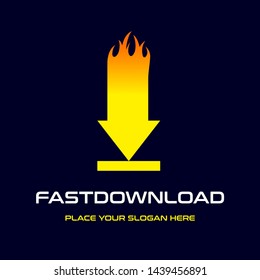 Fast download with flame vector logo template. This graphic suitable for get file business from internet. 