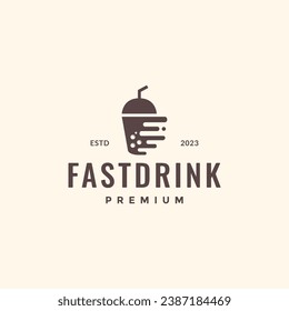 fast drink booking bubble fresh ice hipster style vintage logo design vector icon illustration