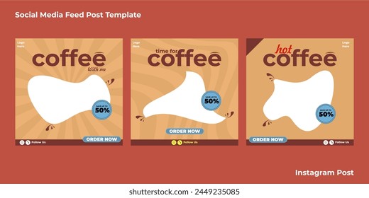 fast drink business marketing social media post or web banner template design with abstract background, logo and icon. Fresh snack and drink, coffee and tea sale promotion flyer or poster.