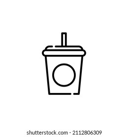 Fast drink icon. Vector illustration isolated on a white background. Plastic coffee cup