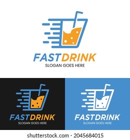 Fast Drink Logo Design Template. Suitable for Cafe Bar Restaurant Pub or Express Delivery Company Brand Business Logo Design.