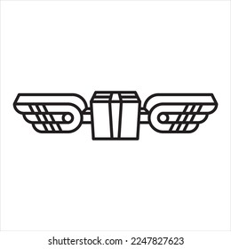 fast drone delivery icon, winged gift box