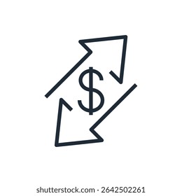 Rápido, fácil de enviar, receber dinheiro. Financial transfer.Vetor ilustração ícone linear isolado no fundo branco.