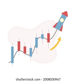 Fast Economic Growth Like Missile, Rocket. Vector Illustration About Trade, Stock