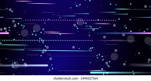 Fast Effect. Motion Neon. Flow Light Movement. Seamless Pattern.  Techno Vector illustration.