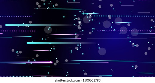 Fast Effect. Motion Neon. Flow Light Movement. Seamless Pattern. Element Futuristic Design. Abstract Glowing Trail Lines, Sticks. Concept Minimal. Modern Dynamic 3D Static. Techno Vector illustration.