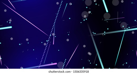Fast Effect. Motion Neon. Flow Light Movement. Seamless Pattern. Element Futuristic Design. Abstract Glowing Trail Lines, Sticks. Concept Minimal. Modern Dynamic 3D Static. Techno Vector illustration.