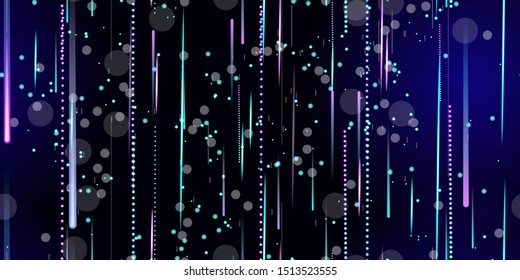 Fast Effect. Motion Neon. Flow Light Movement. Seamless Pattern. Element Futuristic Design. Abstract Glowing Trail Lines, Sticks. Concept Minimal. Modern Dynamic 3D Static. Techno Vector illustration.
