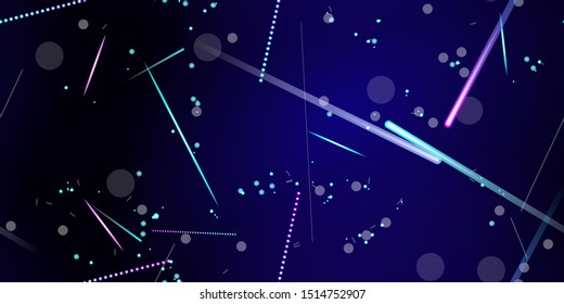 Fast Effect. Motion Neon. Flow Light Movement. Seamless Pattern. Element Futuristic Design. Abstract Glowing Trail Lines, Sticks. Concept Minimal. Modern Dynamic 3D Static. Techno Vector illustration.