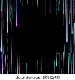 Fast Effect. Motion Neon. Glare Dynamic. Falling Glow. Flow Light Movement. Element Futuristic Design. Abstract Trail Lines, Sticks. Concept Minimal. Modern 3D Static. Techno Vector illustration.